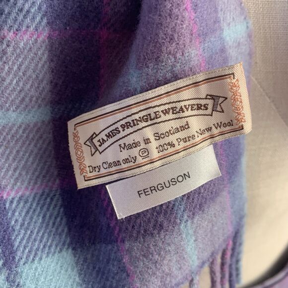 JAMES PRINGLE WEAVERS Ferguson Tartan Pleated Kilt & Scarf Buckles Wool Purple - Picture 9 of 15